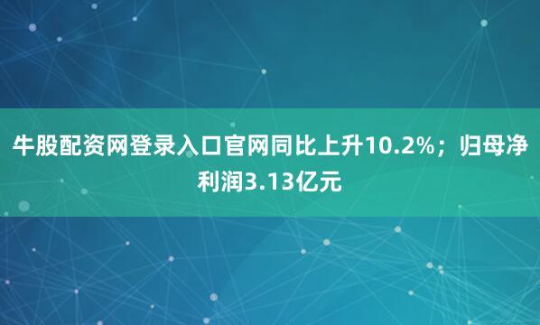 牛股配资网登录入口官网同比上升10.2%；归母净利润3.13亿元